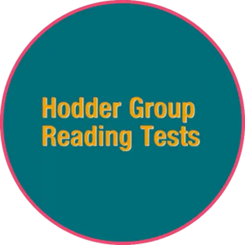 hodder group reading test logo in a teal circle with a pink rim