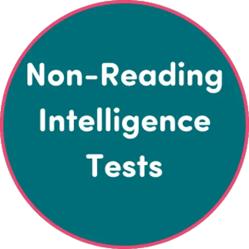 Non-reading intelligence tests typed out in a teal circle